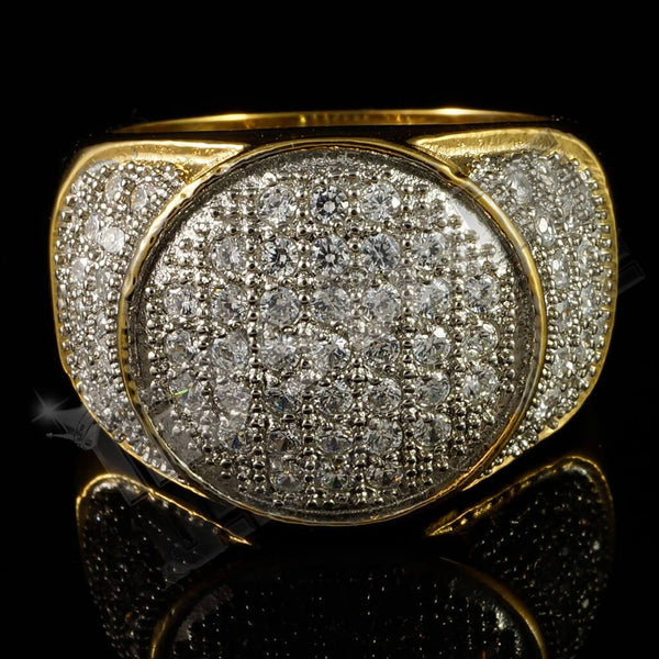 18k Ip Gold Iced Stainless Steel Presidential Ring Nivs Bling