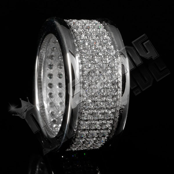 18k Ip White Gold Iced Stainless Steel Round Ring Nivs Bling